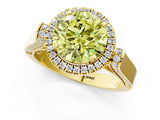 Yellow gold Fancy Yellow Round Cut Halo Round Diamond Twist Band with Four-Prong Setting_1