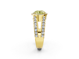 Yellow gold Fancy Yellow Round  Cut Halo Split Shank Diamond Ring with Four-Prong Setting_2