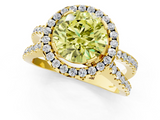 Yellow gold Fancy Yellow Round  Cut Halo Split Shank Pave Set Ring_1