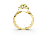 Yellow gold Fancy Yellow Round  Cut Halo Split Shank Pave Set Ring_3