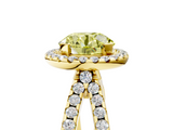 Yellow gold Fancy Yellow Round  Cut Halo Split Shank Pave Set Ring_5