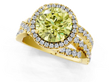 Yellow gold Fancy Yellow Round  Cut Halo Split Shank Prong Setting Ring_1