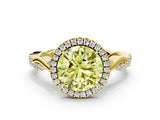 Yellow gold Fancy Yellow Round Cut Halo Twist Band with Four-Prong Setting_12