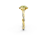 Yellow gold Fancy Yellow Round  Cut Halo Twisted Band Four-Prong Ring_2