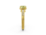 Yellow gold Fancy Yellow Round  Cut Milgrain Channel Set Engagement Ring with Solitaire Prong Setting_2