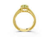 Yellow gold Fancy Yellow Round  Cut Milgrain Channel Set Engagement Ring with Solitaire Prong Setting_3