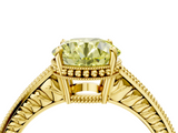 Yellow gold Fancy Yellow Round  Cut Milgrain Channel Set Engagement Ring with Solitaire Prong Setting_4