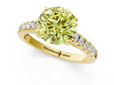 Yellow gold Fancy Yellow Round  Cut Pavé Band Solitaire Ring with Four-Prong Setting_1