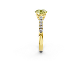 Yellow gold Fancy Yellow Round  Cut Pavé Band Solitaire Ring with Four-Prong Setting_2