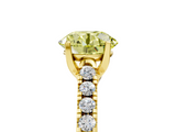 Yellow gold Fancy Yellow Round  Cut Pavé Band Solitaire Ring with Four-Prong Setting_5