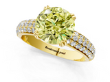 Yellow gold Fancy Yellow Round  Cut Pave Diamond Engagement Ring with Channel Set Band and Four-Prong Setting_1