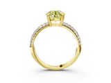 Yellow gold Fancy Yellow Round  Cut Pave Diamond Engagement Ring with Channel Set Band and Four-Prong Setting_3