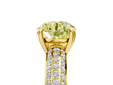 Yellow gold Fancy Yellow Round  Cut Pave Diamond Engagement Ring with Channel Set Band and Four-Prong Setting_5
