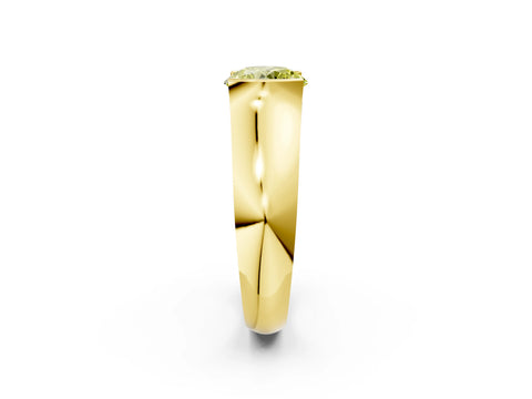 Yellow gold Fancy Yellow Round Cut Solitaire Bezel Set Diamond Ring with Wide Band_2