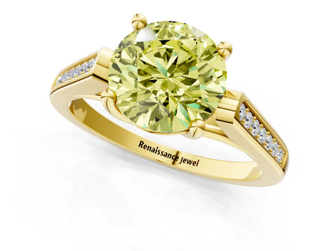 Yellow gold Fancy Yellow Round Cut Solitaire Cathedral Diamond Engagement Ring with Channel-Set Band and Four-Prong Setting_4