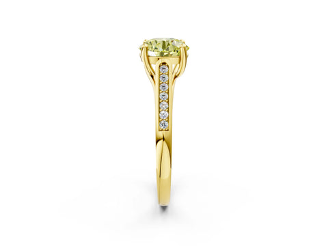 Yellow gold Fancy Yellow Round Cut Solitaire Cathedral Diamond Engagement Ring with Channel-Set Band and Four-Prong Setting_5