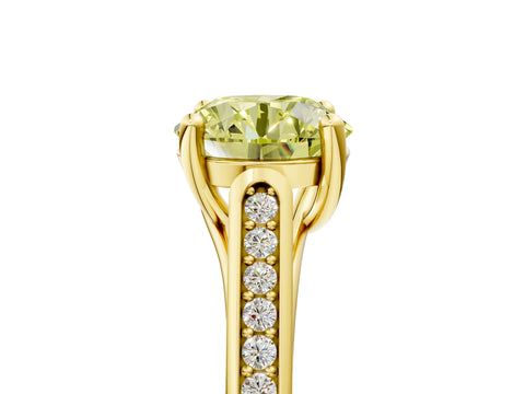Yellow gold Fancy Yellow Round Cut Solitaire Cathedral Diamond Engagement Ring with Channel-Set Band and Four-Prong Setting_8