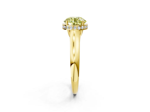 Yellow gold Fancy Yellow Round Cut Solitaire Diamond Engagement Ring with Four-Prong Setting and Tapered Band_2