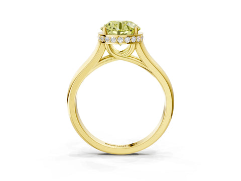Yellow gold Fancy Yellow Round Cut Solitaire Diamond Engagement Ring with Four-Prong Setting and Tapered Band_3