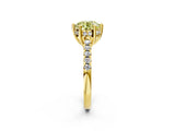 Yellow gold Fancy Yellow Round Cut Solitaire Diamond Engagement Ring with Pavé Band and Six-Prong Setting_2