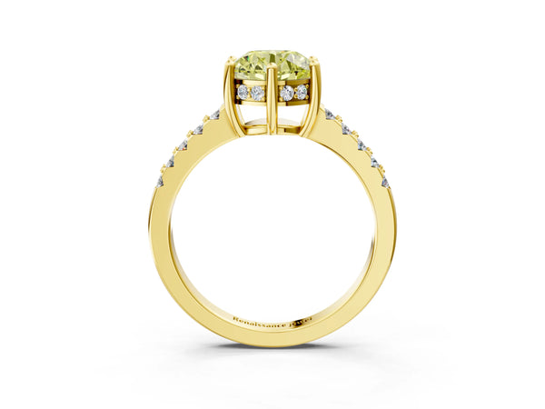 Yellow Gold Round Hidden Halo Solitaire Engagement Ring Setting for Fancy Yellow Center