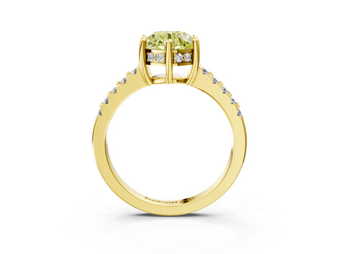 Yellow gold Fancy Yellow Round Cut Solitaire Diamond Engagement Ring with Pavé Band and Six-Prong Setting_3