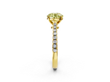 Yellow gold Fancy Yellow Round  Cut Solitaire Diamond Engagement Ring with Pave Band and Four-Prong Setting_2