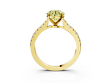 Yellow gold Fancy Yellow Round  Cut Solitaire Diamond Engagement Ring with Pave Band and Four-Prong Setting_3