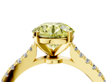 Yellow gold Fancy Yellow Round  Cut Solitaire Diamond Engagement Ring with Pave Band and Four-Prong Setting_4