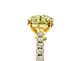 Yellow gold Fancy Yellow Round  Cut Solitaire Diamond Engagement Ring with Pave Band and Four-Prong Setting_5