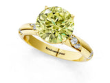 Yellow gold Fancy Yellow Round Cut Solitaire Diamond Engagement Ring with Twisted Pave Band and Four-Prong Setting_4