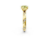 Yellow gold Fancy Yellow Round Cut Solitaire Diamond Engagement Ring with Twisted Pave Band and Four-Prong Setting_5