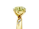 Yellow gold Fancy Yellow Round Cut Solitaire Diamond Engagement Ring with Twisted Pave Band and Four-Prong Setting_8