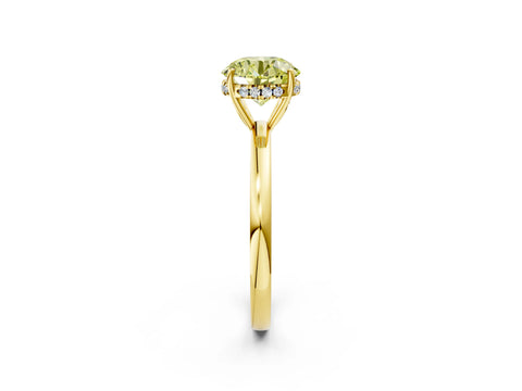 Yellow gold Fancy Yellow Round Cut Solitaire Diamond Ring with Prong Setting and Plain Band_2