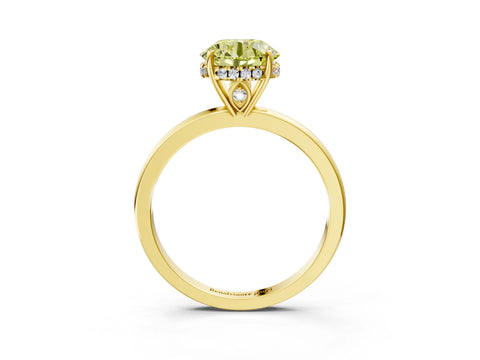 Yellow gold Fancy Yellow Round Cut Solitaire Diamond Ring with Prong Setting and Plain Band_3