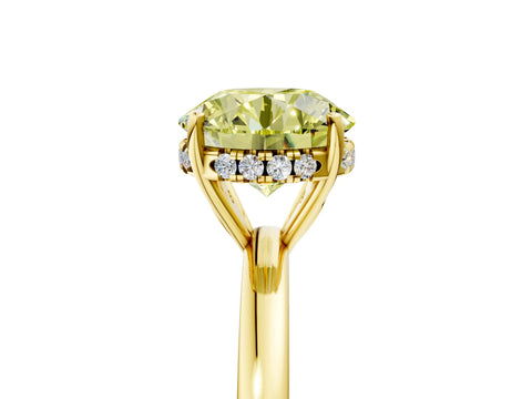 Yellow gold Fancy Yellow Round Cut Solitaire Diamond Ring with Prong Setting and Plain Band_5