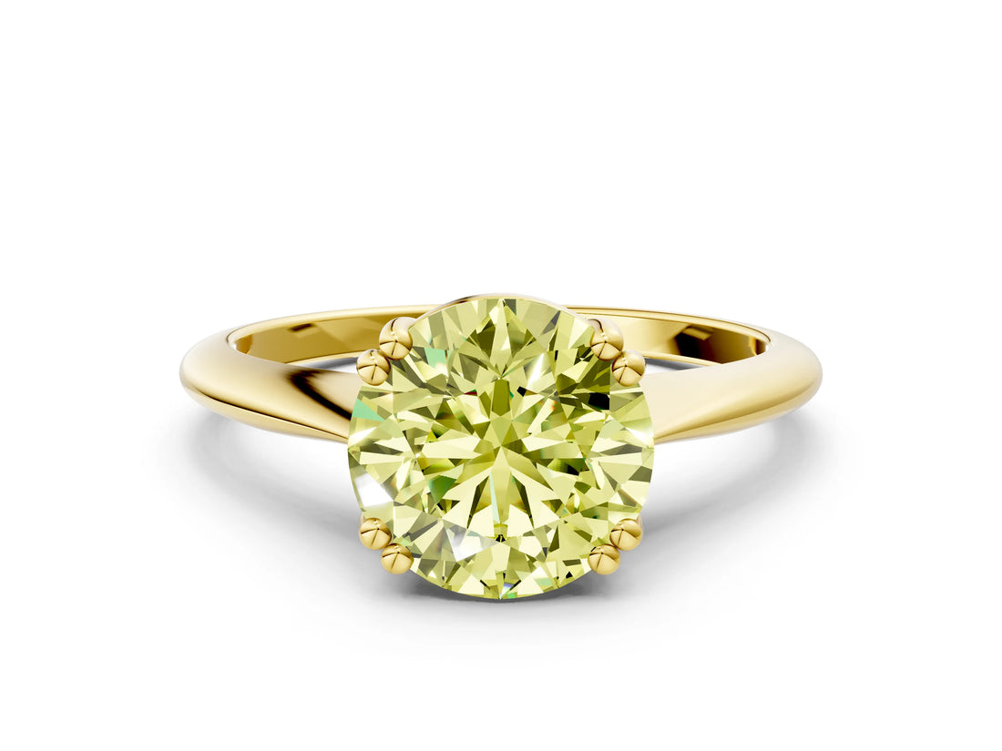 Yellow gold Fancy Yellow Round Cut Solitaire Diamond Ring with Six-Prong Setting and Classic Band_12