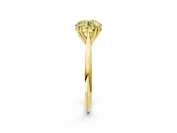Yellow gold Fancy Yellow Round Cut Solitaire Diamond Ring with Six-Prong Setting and Classic Band