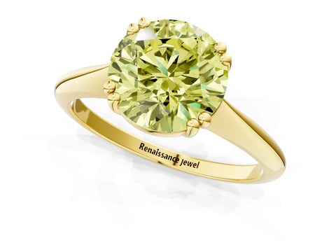 Yellow gold Fancy Yellow Round Cut Solitaire Diamond Ring with Six-Prong Setting and Classic Band_1