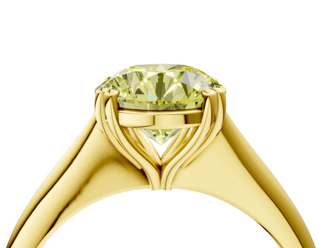 Yellow gold Fancy Yellow Round Cut Solitaire Diamond Ring with Six-Prong Setting and Classic Band_4