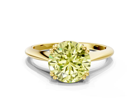 Yellow gold Fancy Yellow Round Cut Solitaire Diamond Ring with Six-Prong Setting and Classic Band