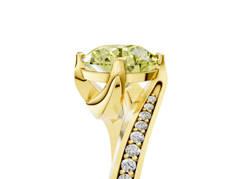 Yellow gold Fancy Yellow Round Cut Solitaire Diamond Twist Band with Pavé Setting and Four-Prong Setting_5