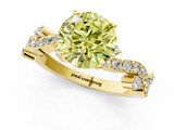 Yellow gold Fancy Yellow Round  Cut Solitaire Diamond Twisted Band with Pave Setting_1