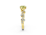 Yellow gold Fancy Yellow Round  Cut Solitaire Diamond Twisted Band with Pave Setting_2