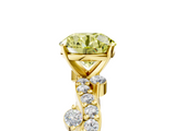 Yellow gold Fancy Yellow Round  Cut Solitaire Diamond Twisted Band with Pave Setting_5