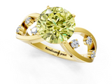 Yellow gold Fancy Yellow Round  Cut Solitaire Diamond with Side Stones on Criss-Cross Band and Four-Prong Setting_1