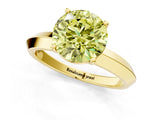 Yellow gold Fancy Yellow Round  Cut Solitaire Engagement Ring with Flat Band and Four-Prong Setting 1