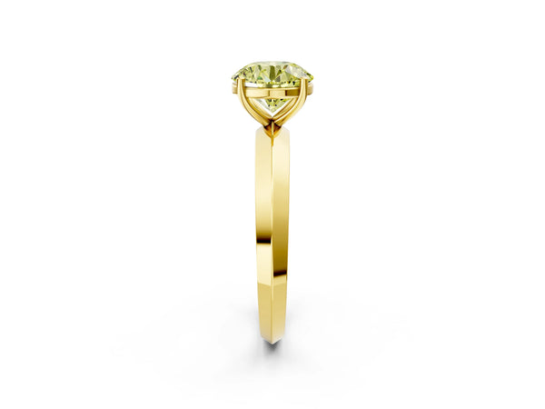 Yellow Gold Round Knife-Edge Solitaire Engagement Ring Setting for Fancy Yellow Center
