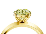 Yellow gold Fancy Yellow Round  Cut Solitaire Engagement Ring with Flat Band and Four-Prong Setting 4