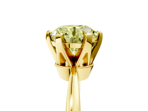 Yellow gold Fancy Yellow Round Cut Solitaire Engagement Ring with Six-Prong Setting and Tapered Band_5